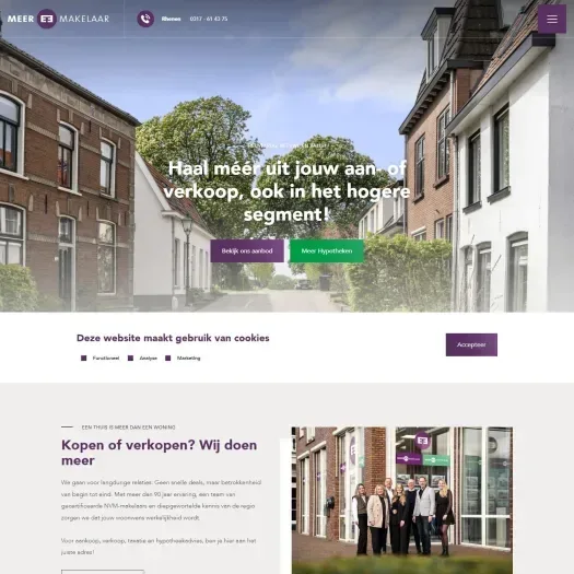 Screenshot of the website of www.meermakelaar.nu