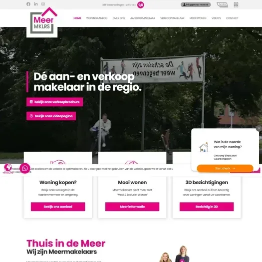 Screenshot van de website van www.meermakelaars.nl