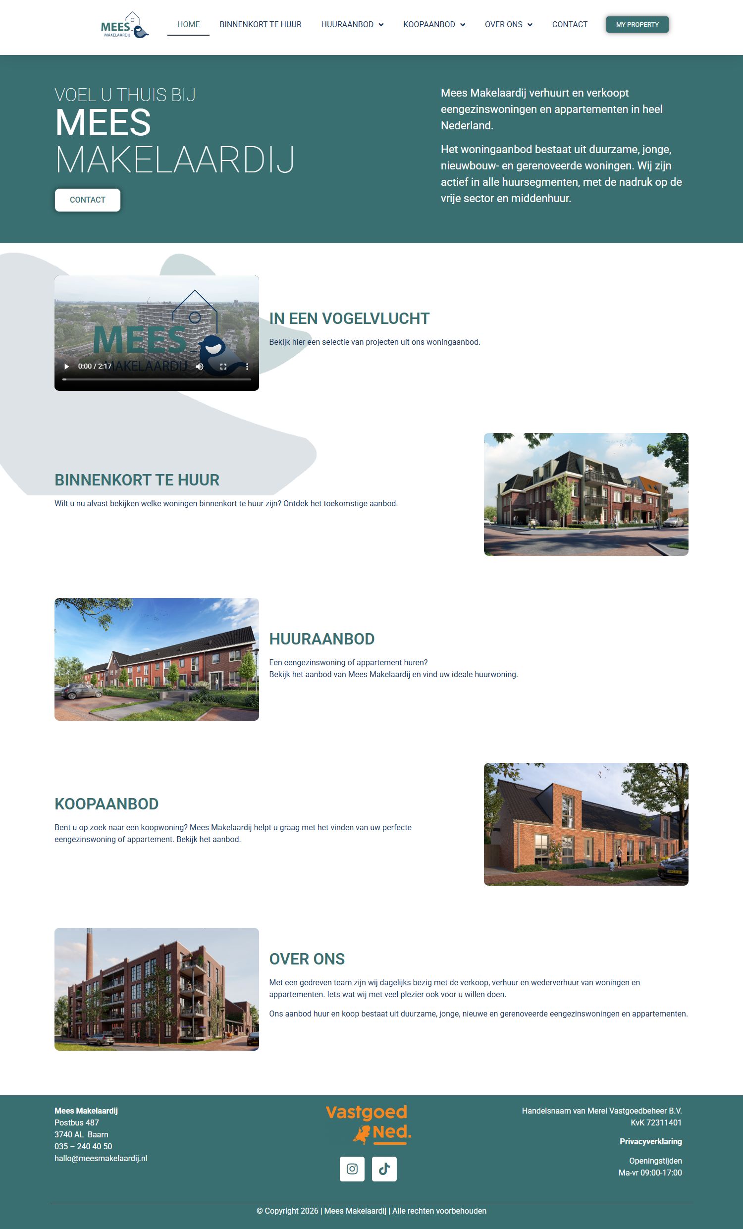 Screenshot of the website of www.meesmakelaardij.nl