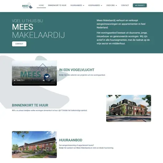 Screenshot van de website van www.meesmakelaardij.nl