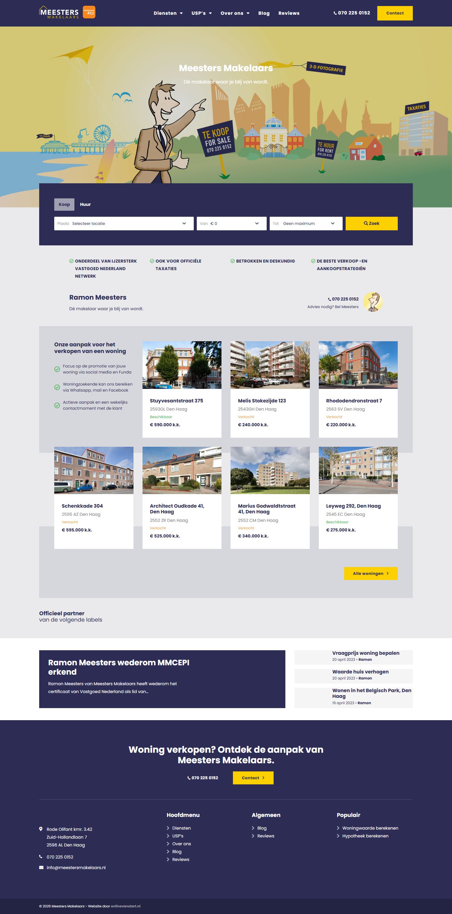 Screenshot der Website von www.meestersmakelaars.nl