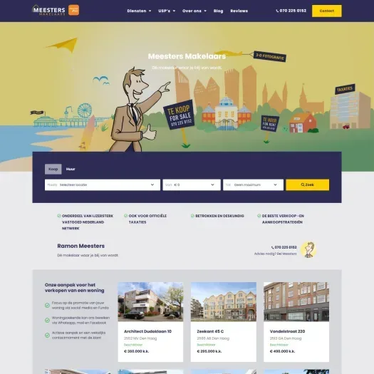 Screenshot der Website von www.meestersmakelaars.nl