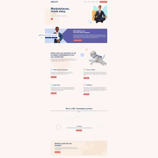 Screenshot van de website van meezy.eu