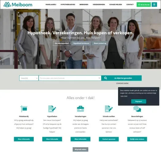 Screenshot van de website van www.meiboom.nl