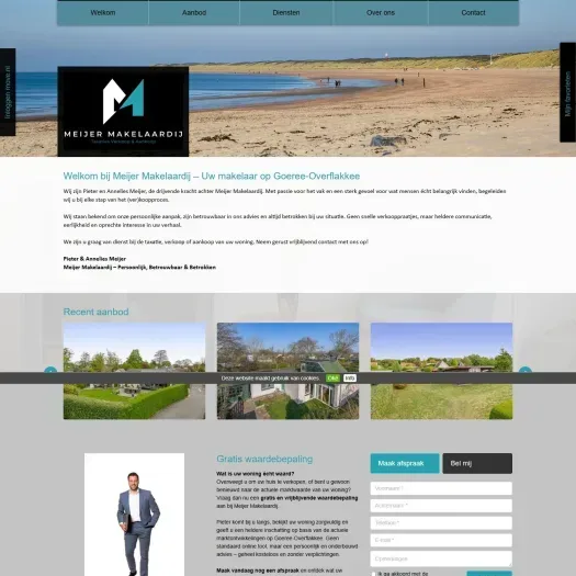 Screenshot van de website van meijermakelaardij.nl