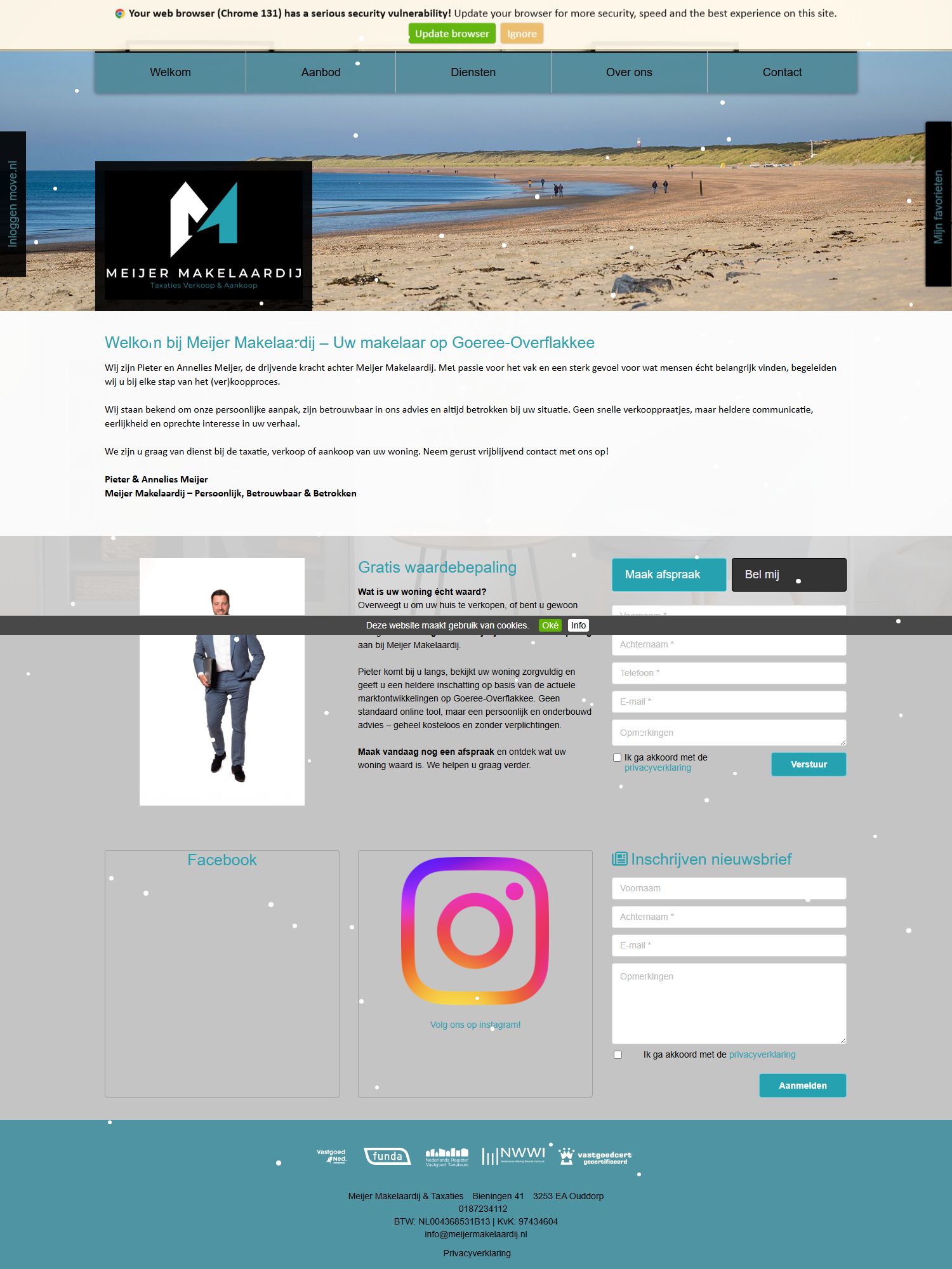 Screenshot of the website of meijermakelaardij.nl