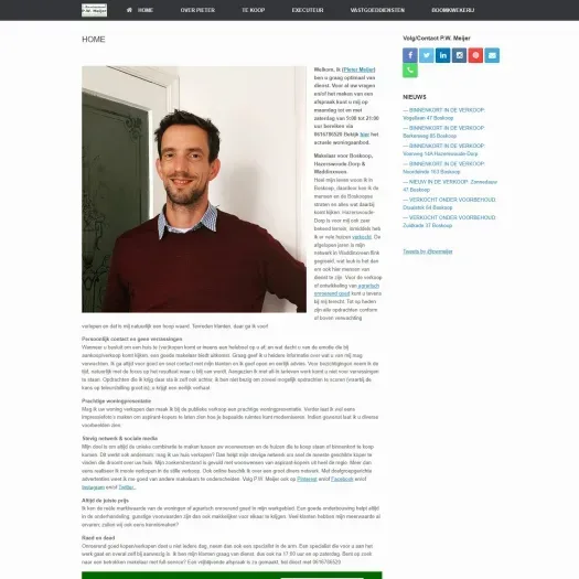 Screenshot of the website of www.pwmeijer.nl