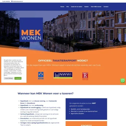 Screenshot van de website van mekwonen.nl