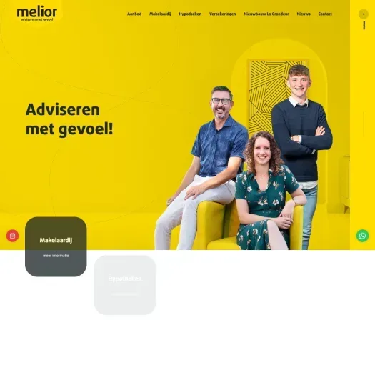 Screenshot van de website van www.melior.nl