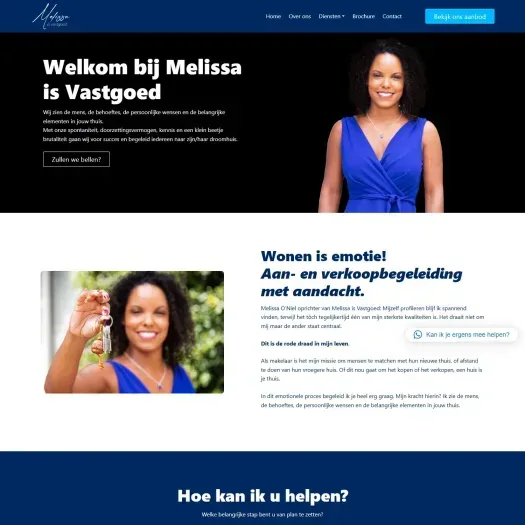 Screenshot van de website van melissaisvastgoed.nl