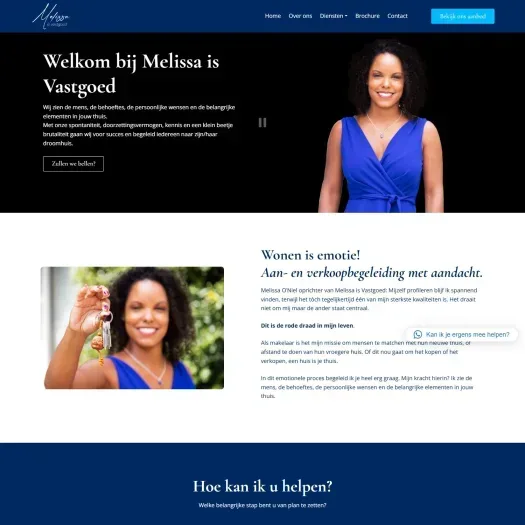 Screenshot van de website van www.melissaisvastgoed.nl