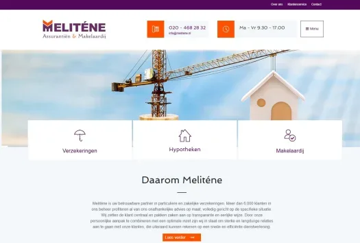 Screenshot van de website van www.melitene.nl