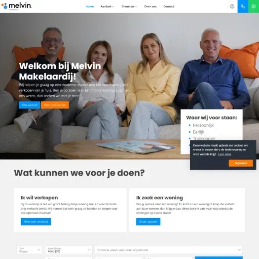 Screenshot der Website von www.melvinmakelaardij.nl