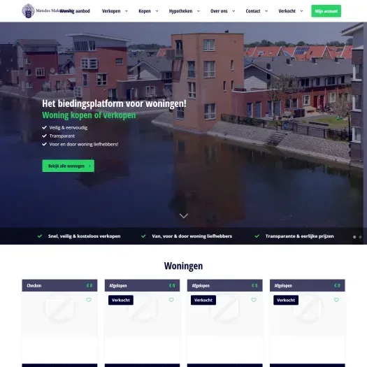 Screenshot of the website of www.mendesmakelaardij.nl