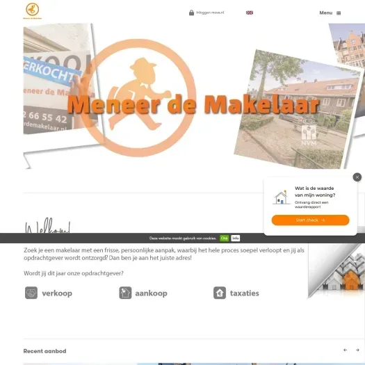 Screenshot van de website van www.meneerdemakelaar.nl