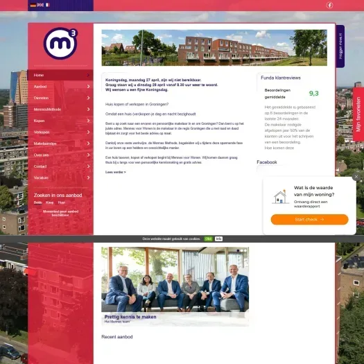 Screenshot of the website of www.mennes.nl