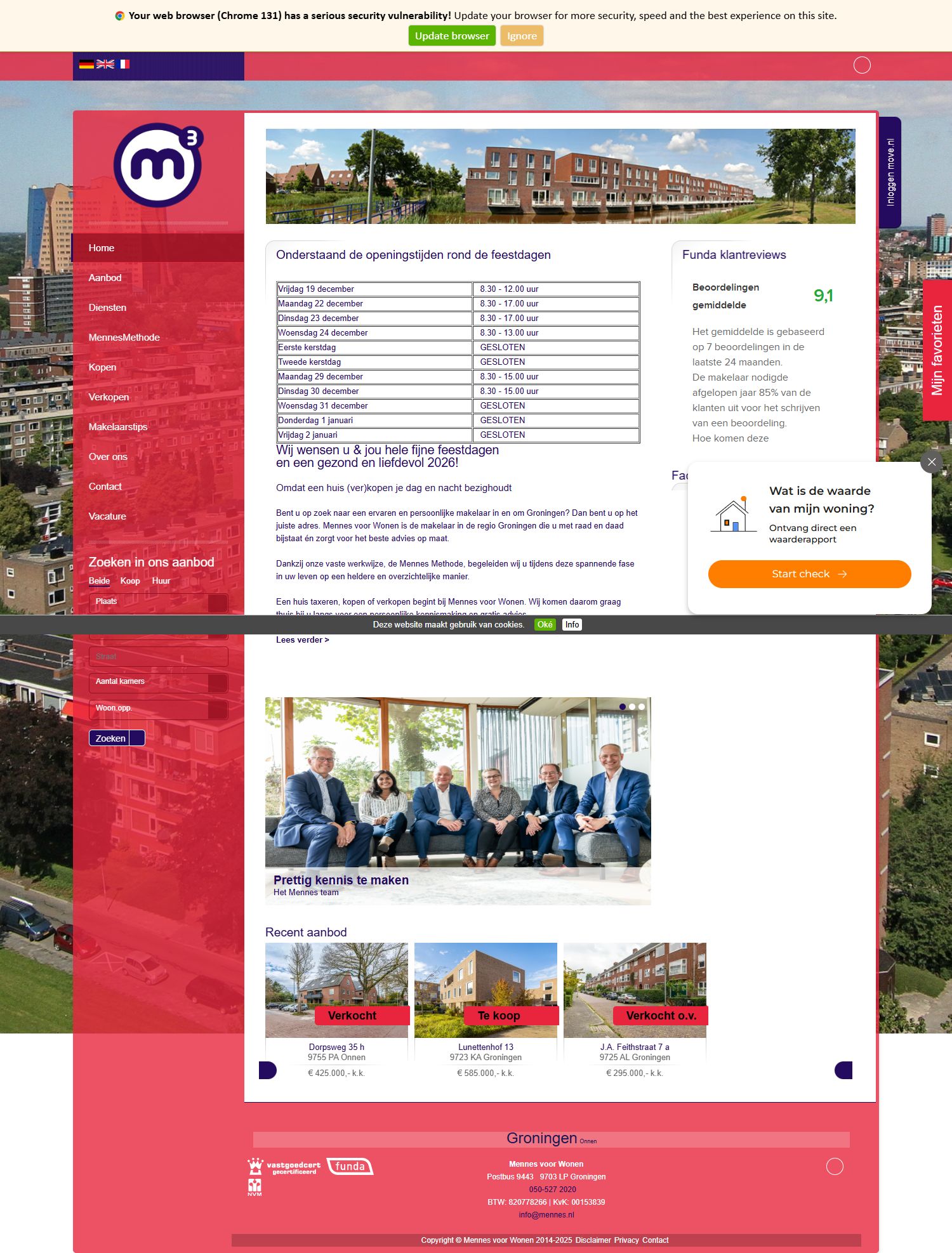 Screenshot van de website van www.mennes.nl