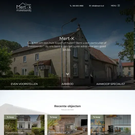 Screenshot van de website van www.mert-k.nl