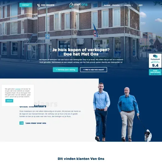 Screenshot of the website of www.metonsmakelaars.nl
