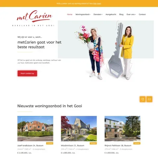 Screenshot van de website van metcarien.nl
