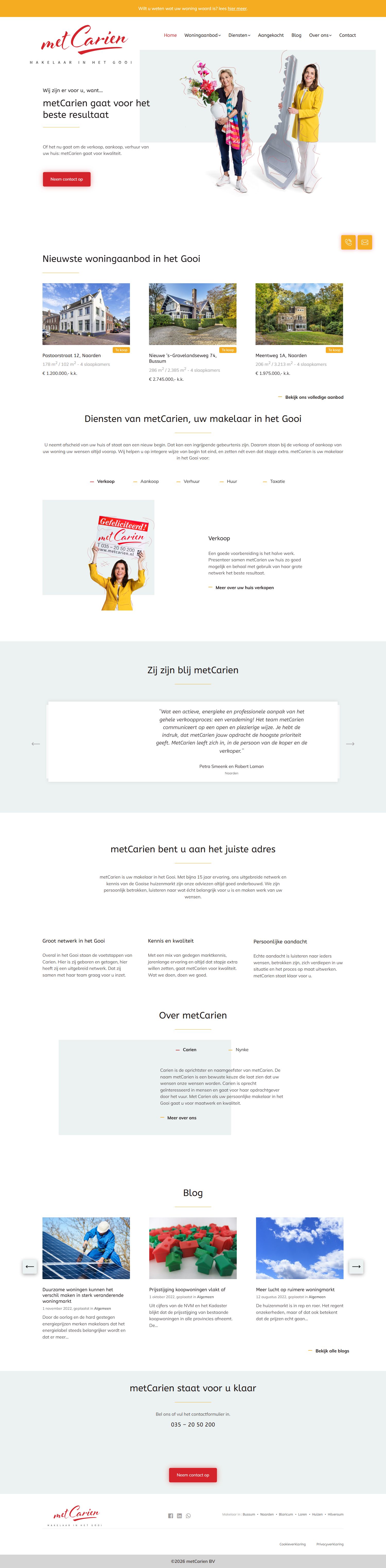 Screenshot of the website of metcarien.nl