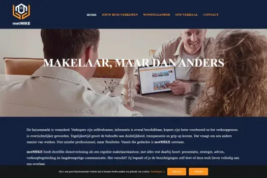 Screenshot van de website van metmike.nl