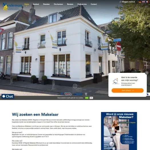 Screenshot van de website van www.meulemanmakelaardij.nl
