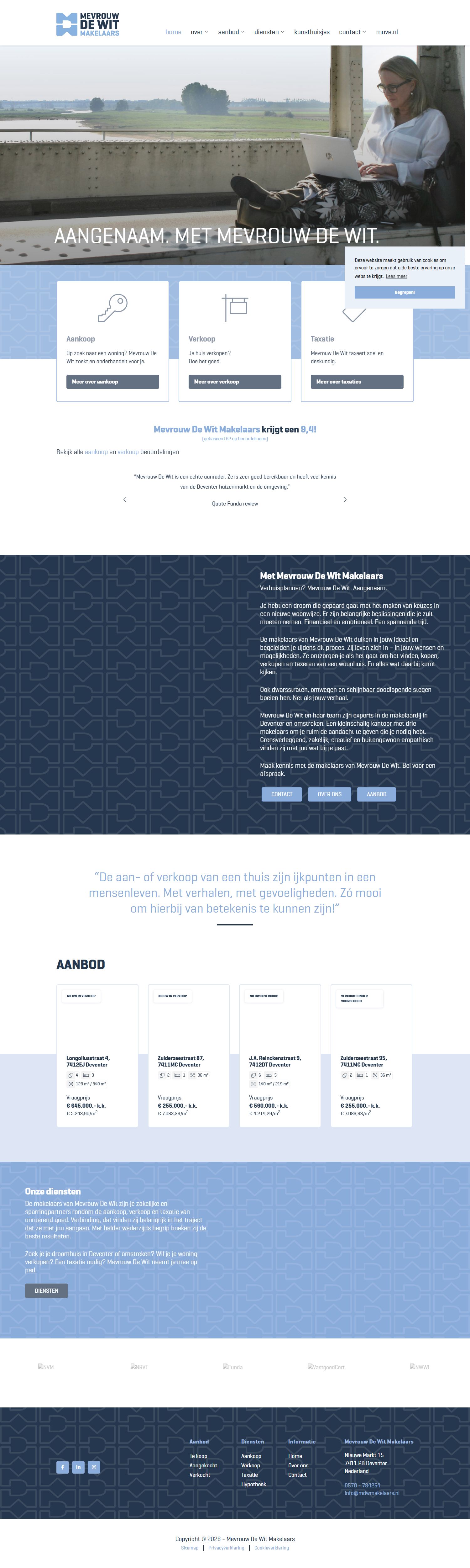 Screenshot der Website von www.mdwmakelaars.nl