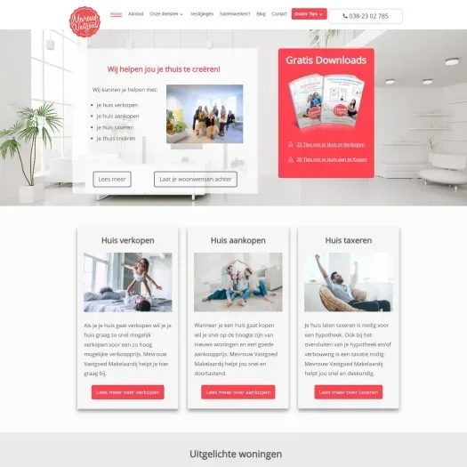 Screenshot van de website van www.mevrouwvastgoed.nl