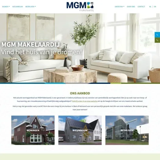 Screenshot van de website van www.mgmmakelaardij.nl