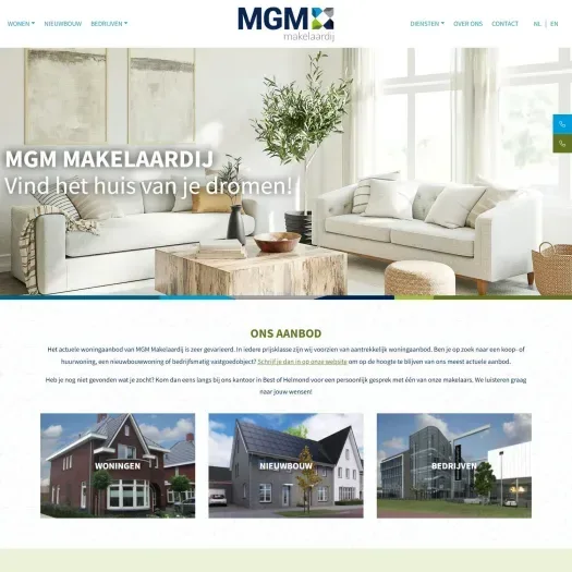 Screenshot der Website von www.mgmmakelaardij.nl