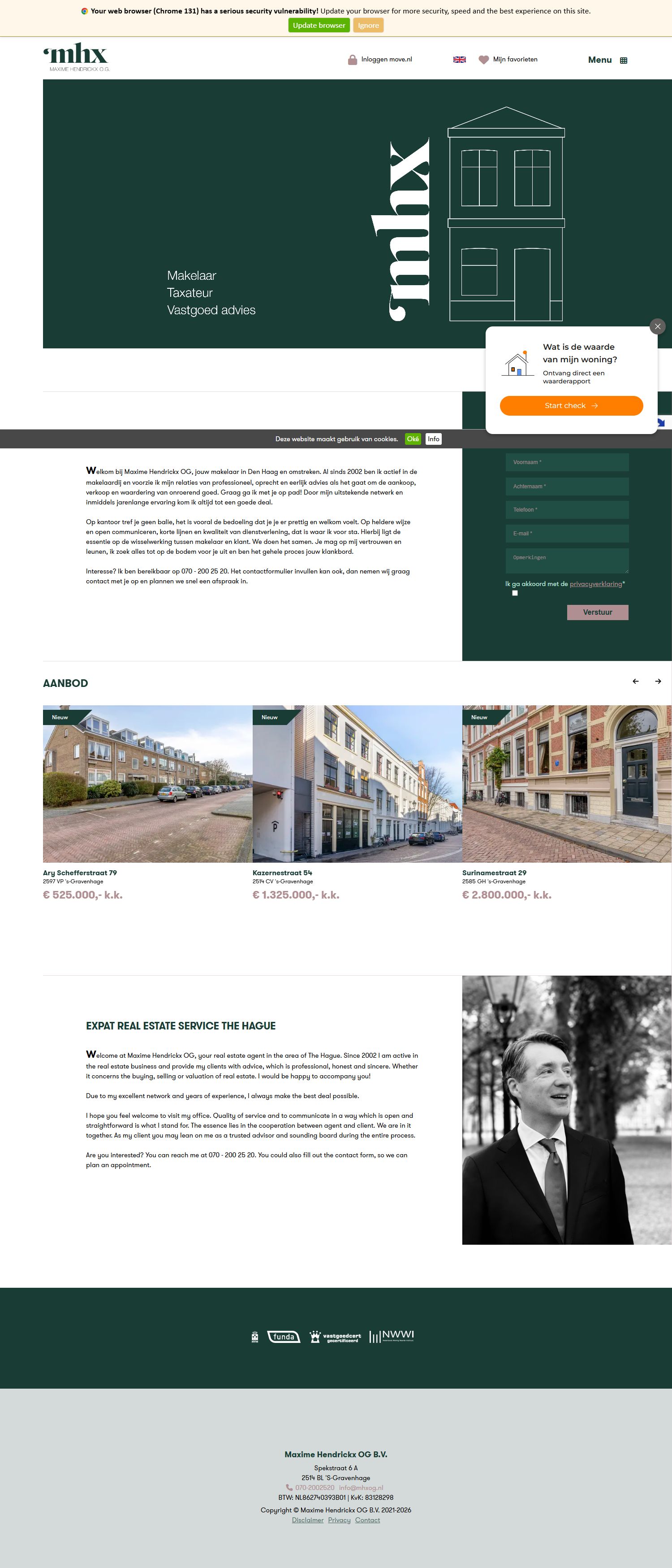 Screenshot der Website von www.mhxog.nl