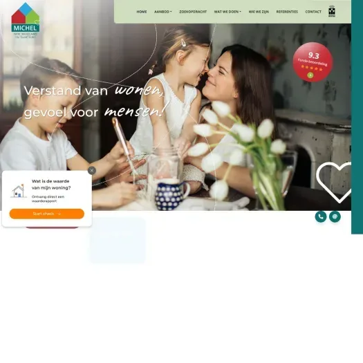 Screenshot van de website van www.michel-makelaardij.nl