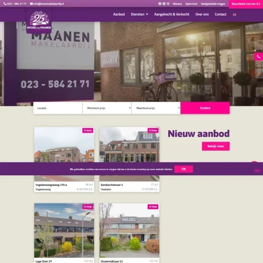 Screenshot van de website van www.mvmmakelaardij.nl