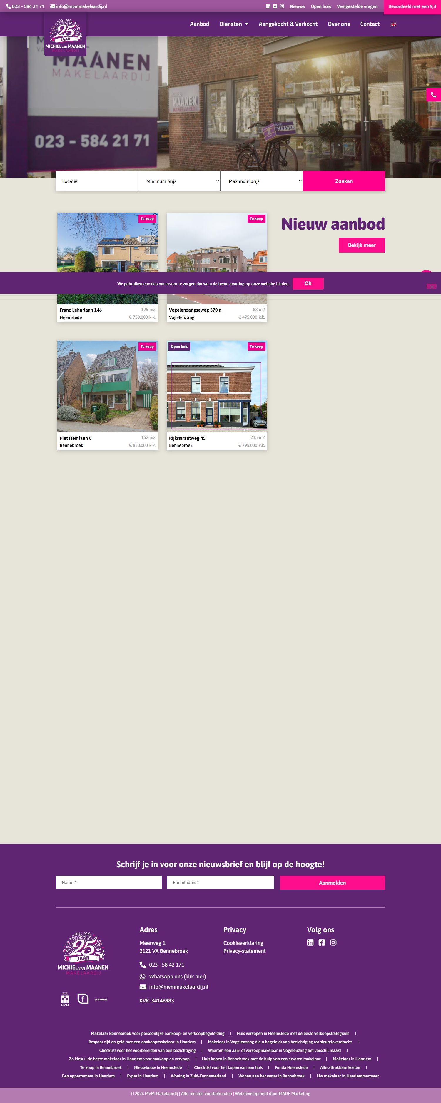 Screenshot of the website of www.mvmmakelaardij.nl