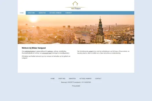 Screenshot van de website van www.midas-vastgoed.nl