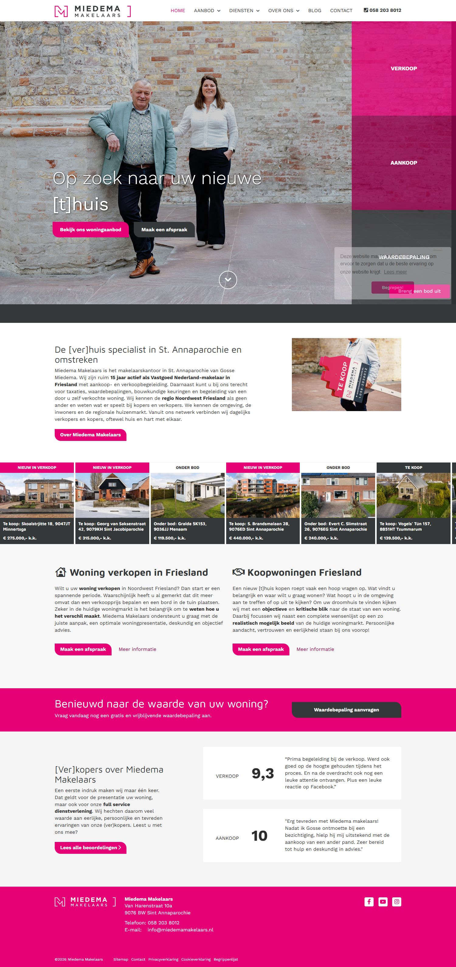Screenshot der Website von www.miedemamakelaars.nl