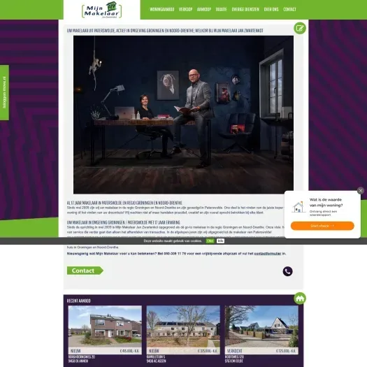 Screenshot van de website van www.mijnmakelaarjanzwartenkot.nl