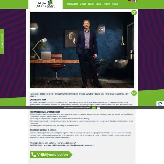 Screenshot of the website of www.mijnmakelaarnoordenveld.nl