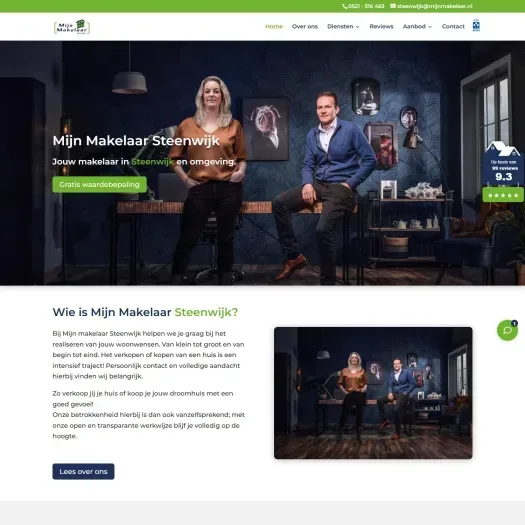 Screenshot of the website of www.mijnmakelaarsteenwijk.nl