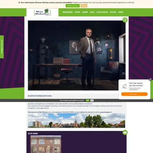 Screenshot of the website of www.mijnmakelaarvechtdal.nl
