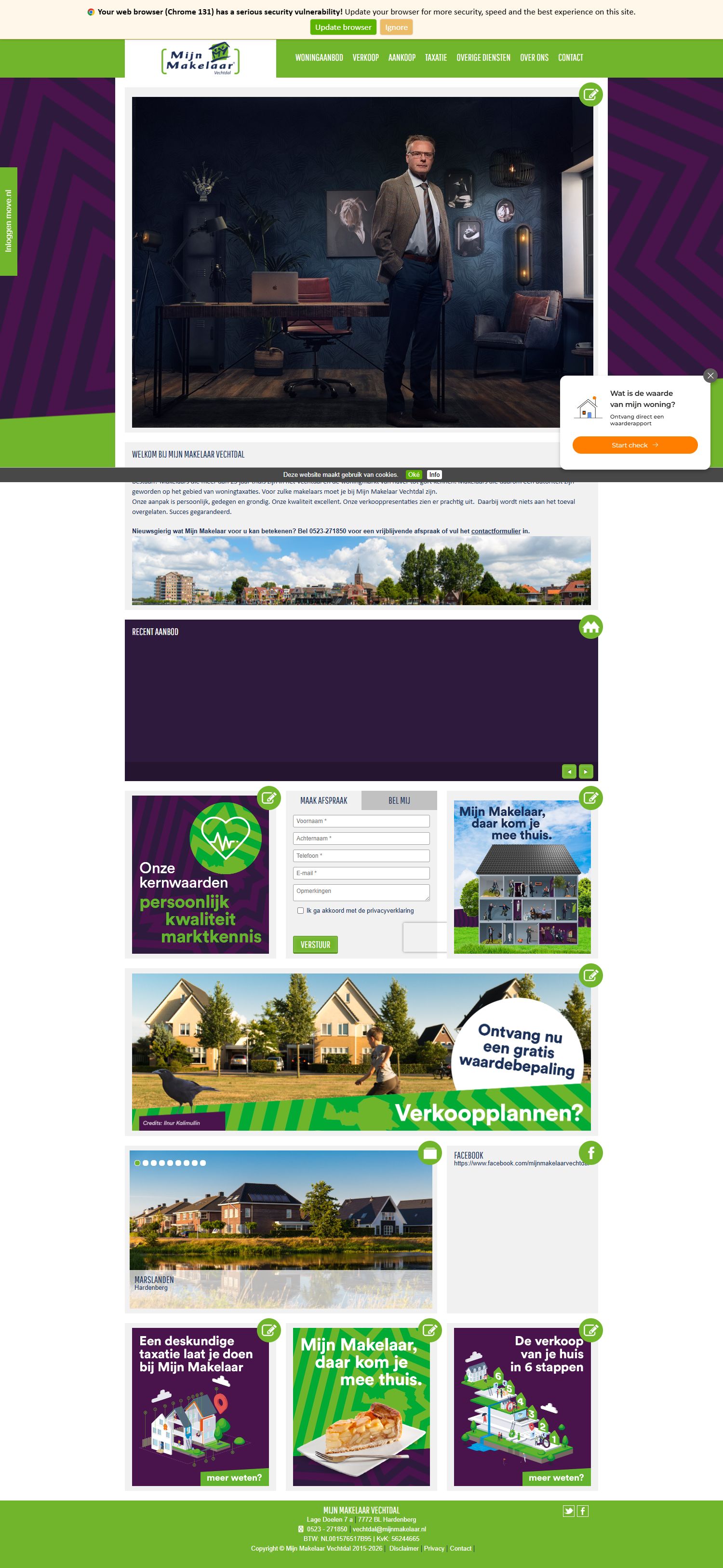 Screenshot der Website von www.mijnmakelaarvechtdal.nl