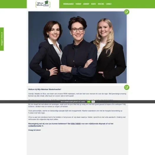 Screenshot van de website van www.mijnmakelaarwesterkwartier.nl