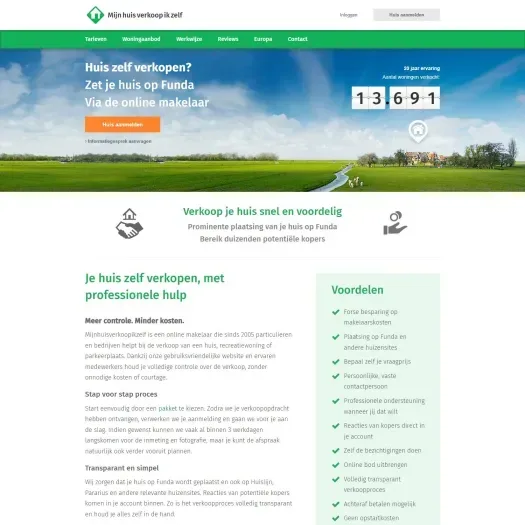 Screenshot van de website van mijnhuisverkoopikzelf.nl