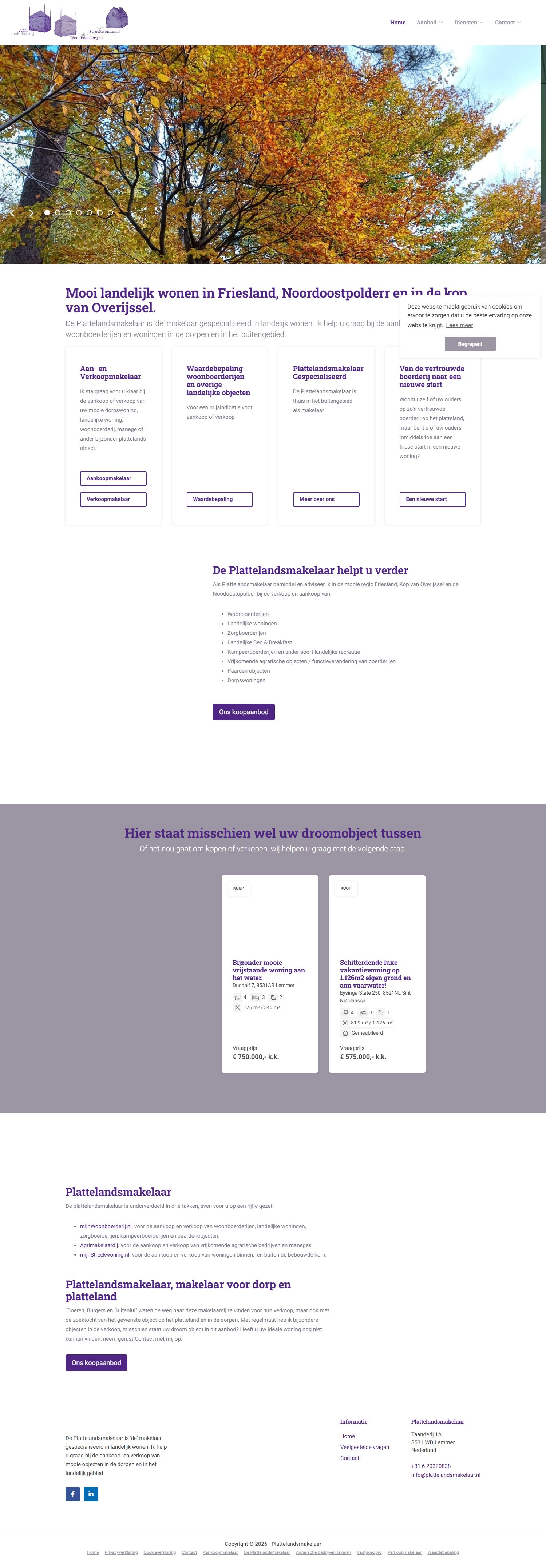 Screenshot der Website von www.mijnwoonboerderij.nl