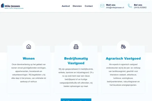 Screenshot van de website van www.mikejanssen.nl