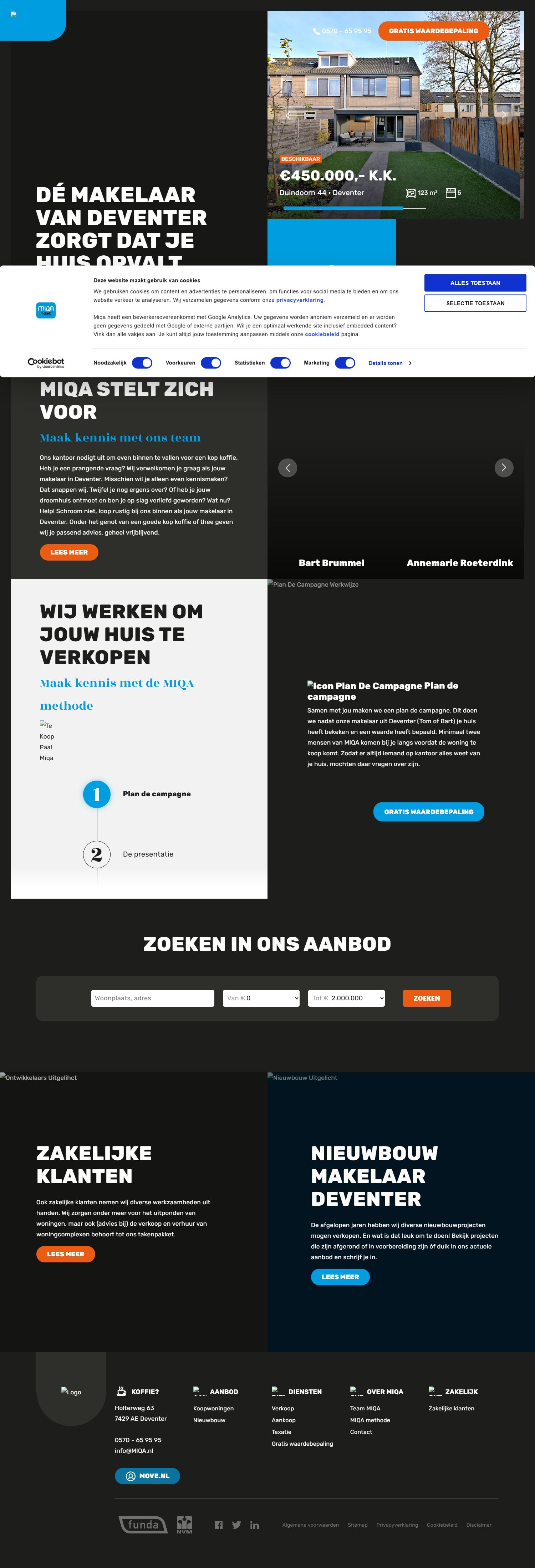 Capture d'écran du site web de www.miqa.nl