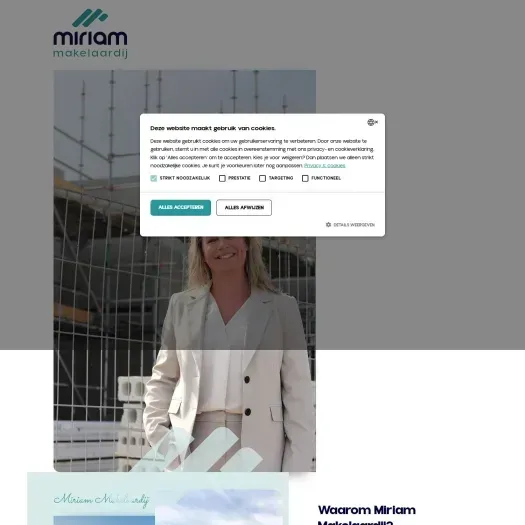 Screenshot of the website of www.miriammakelaardij.nl