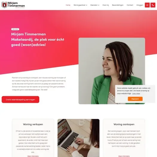 Screenshot van de website van www.mirjamtimmermanmakelaardij.nl
