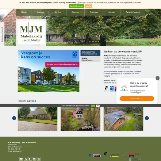 Screenshot van de website van www.mjm.nl